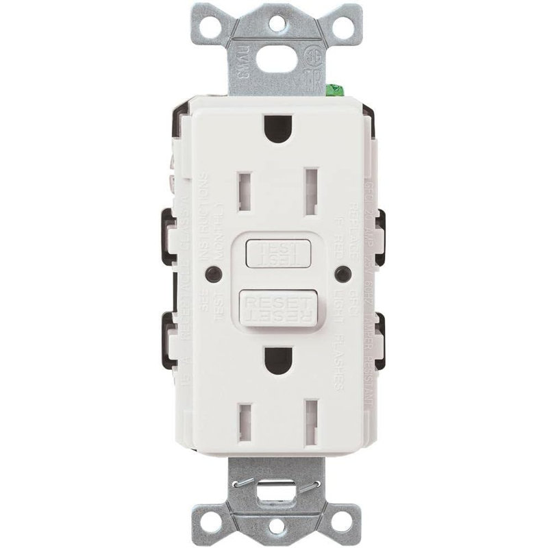 Réceptacle bidirectionnel GFCI Lutron inviolable, CAR-15-GFST-WH, blanc