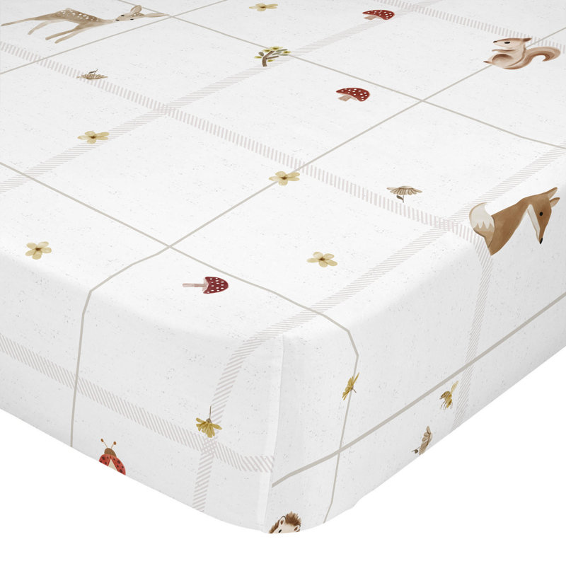 Hellmuth Animals 100% Cotton - Piece Standard Cot Fitted Sheet, 60cm W x 120cm L