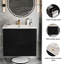 Meuble-lavabo de salle de bain avec lavabo en céramique, meuble-lavabo mural avec tiroirs-129463359-129596381
