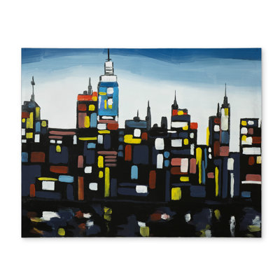 Colorful Buildings Polyester Placemat - Blue Building Cities Decor