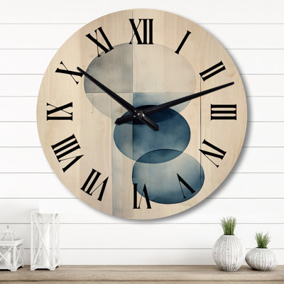 Horloge murale Essential Essential Cercles Retro Blue Watercolor II