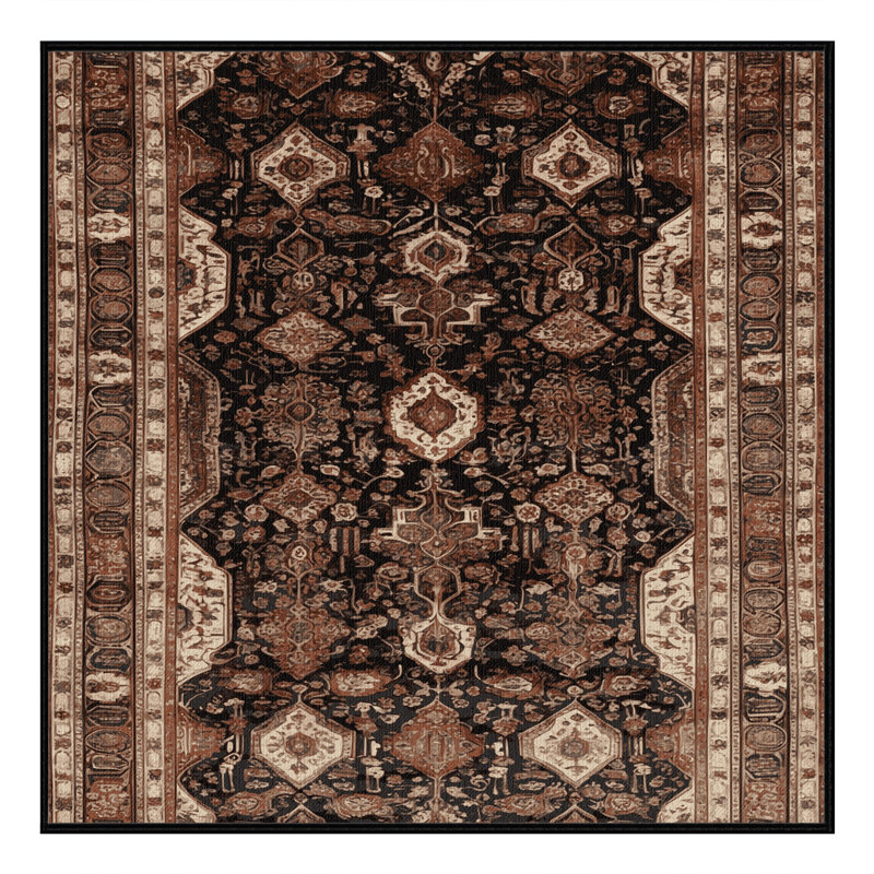 Machine Washable Persian Brown Area Rug, Square 5'