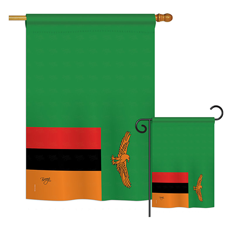 Zambie de l’ensemble de drapeaux verticaux décoratifs en polyester à 2 côtés zambie of the world