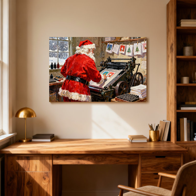 Noël, père Noël, fonctionnement de l'imprimerie, H 20 po x l 30 po