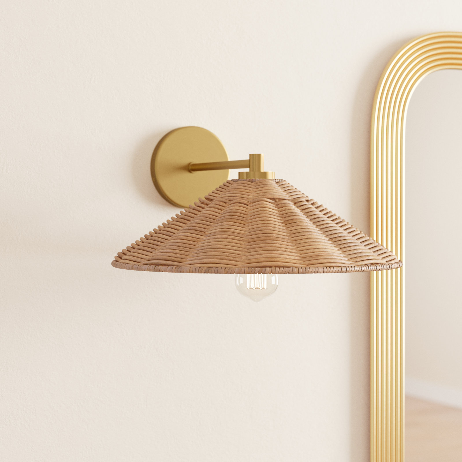 Lilliana Single Light Dimmable Wall Sconces, Natural Brass