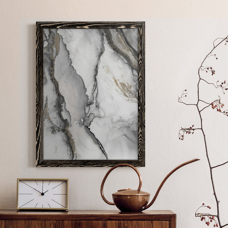 «Abstract Ink Fantasy I» - reproduction de cadre photo, H 37,5 po x l 27,5 po, Toile encadrée noire, Pas de tapis