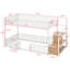 Lit superposé simple simple au-dessus de simple avec escalier de rangement et tablettes, lit superposé en métal robuste avec garde-corps pleine longueur, cadre de lit superposé peu encombrant-601439019