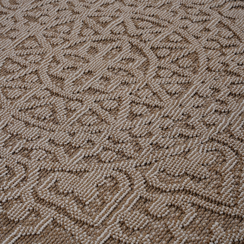 Tapis d'intérieur / extérieur beige / médaillon NAAR Guros Collection 4X6, Rectangle 5 pi 3 po x 7 pi