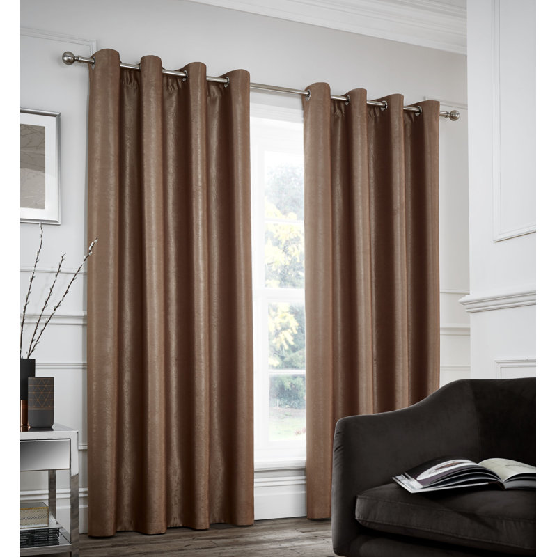 Chelsea Eyelet Room Darkening Curtains, Width 117cm x Drop 137cm, Natural