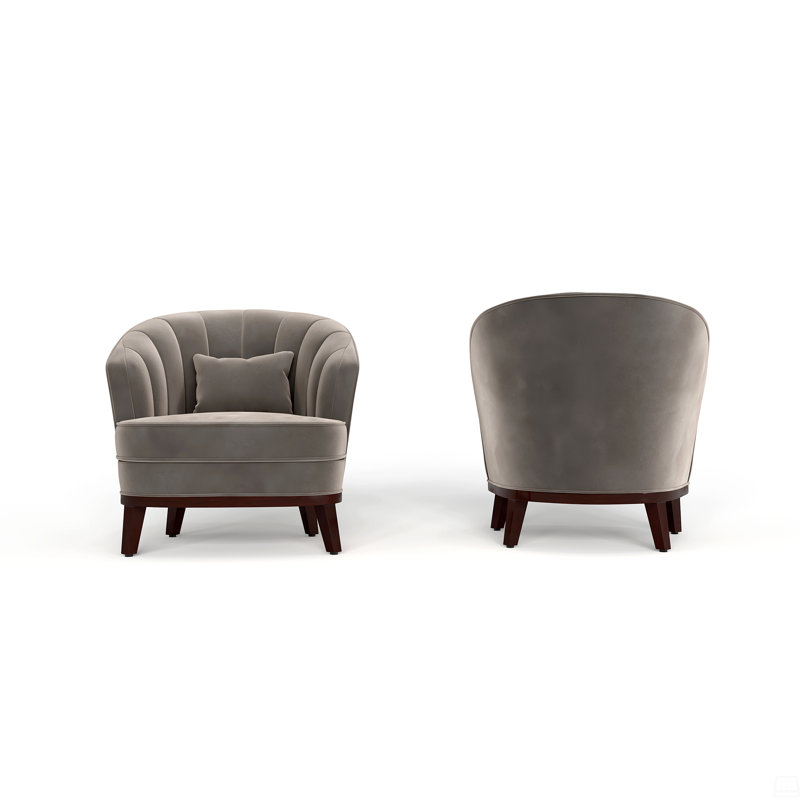Fauteuil d'appoint en tonneau rembourré, Gris