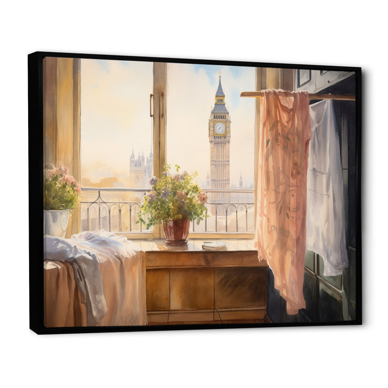 Capturer le paysage urbain de Londres sur toile, H 30 po x l 40 po, Cadre flottant noir