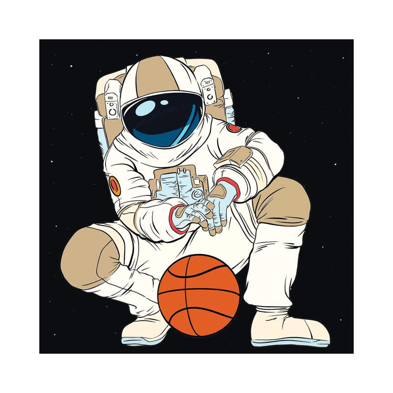 Playing Basketball Astronaut by Art Mirano - Wrapped Canvas Print, 30.48 cm H x 30.48 cm W