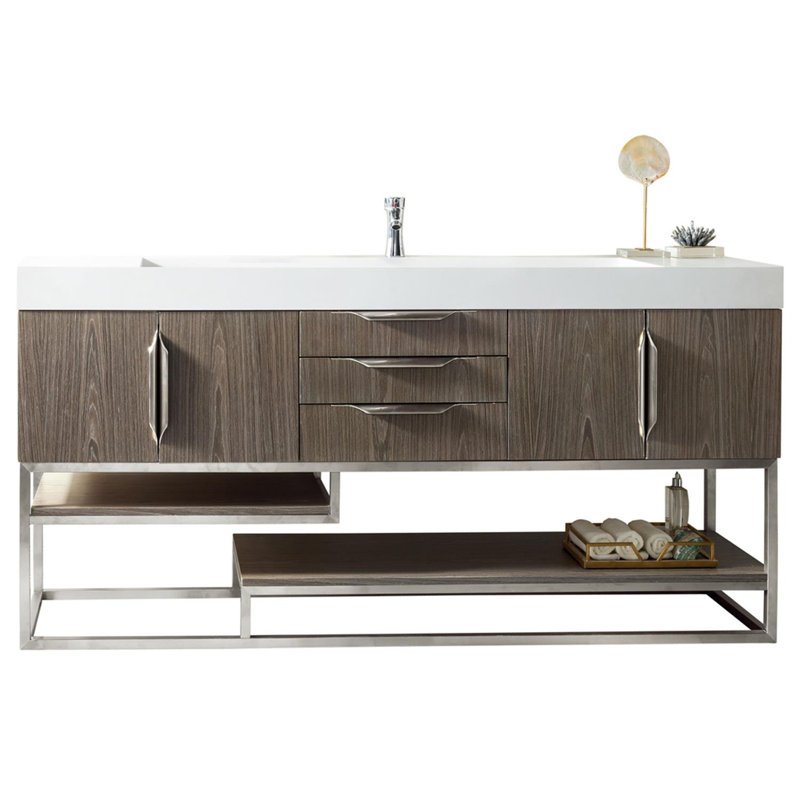 Meuble-lavabo simple l 72 po Columbia, Gris cendre