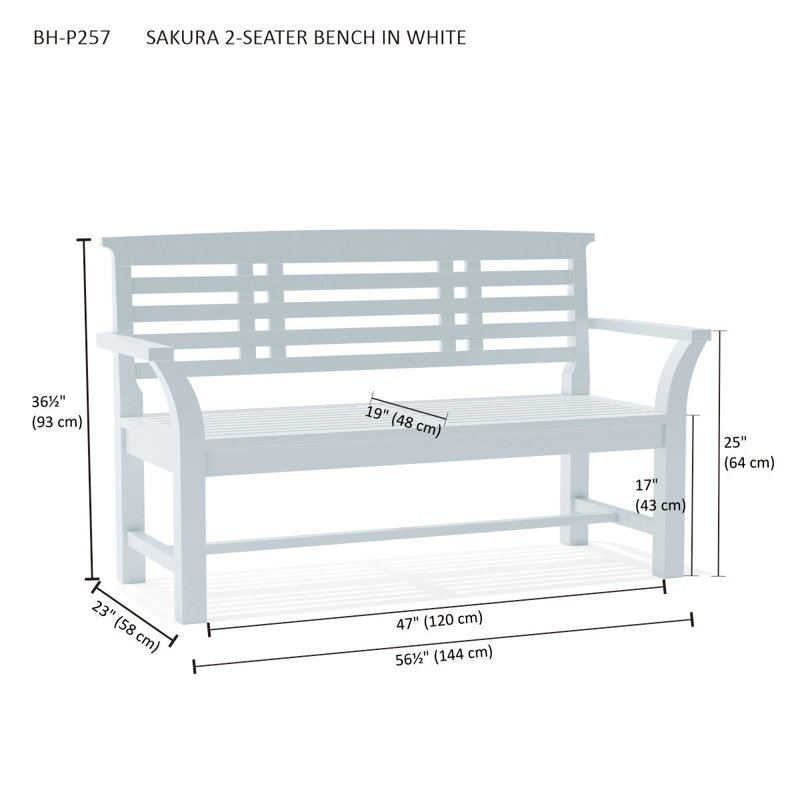 SAKURA 2-SEATER BENCH IN WHITE