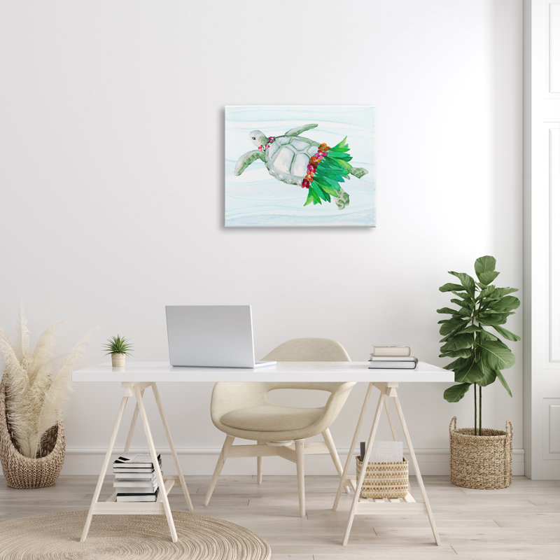 «Hula Turtle» par Lanie Loreth - peinture sur toile tendue, H 24 po x l 30 po x P 1,5 po