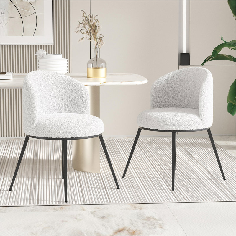Itsuo Velvet Upholstered Back Side Chair Dining Chair, Blanc