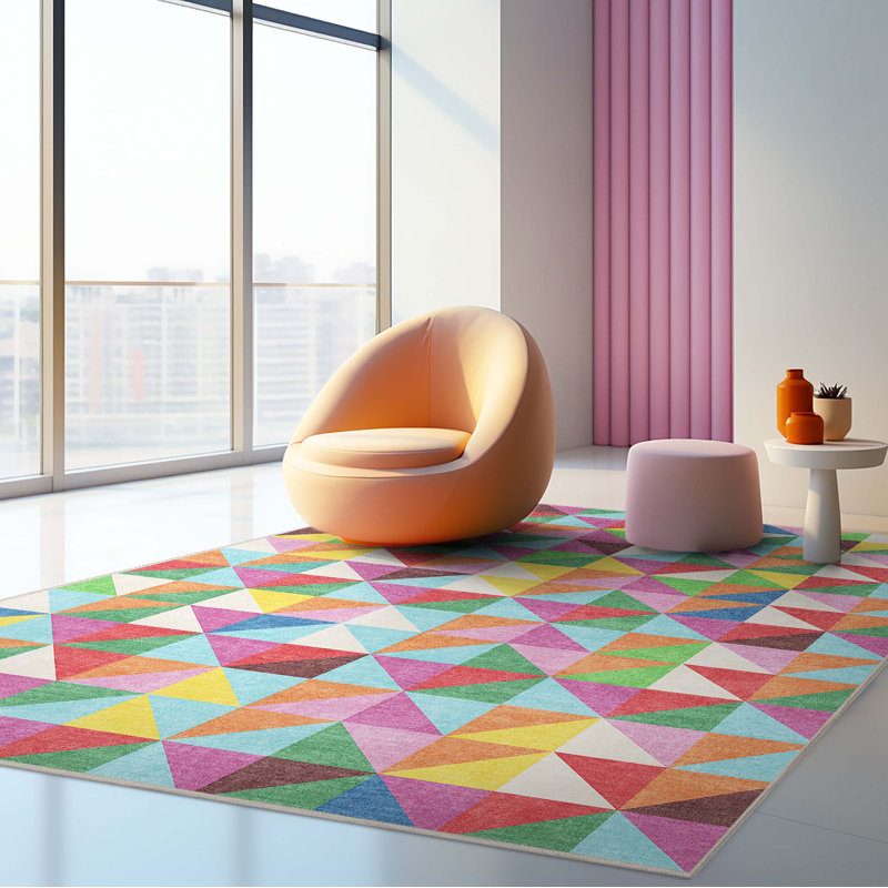 Well Woven Modern Checkerboard Tile Multi Color Washable Area Rug, Rectangle 3'3" x 5'