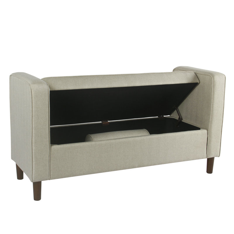 Bevard Polyester Upholstered Storage Bench, Cream