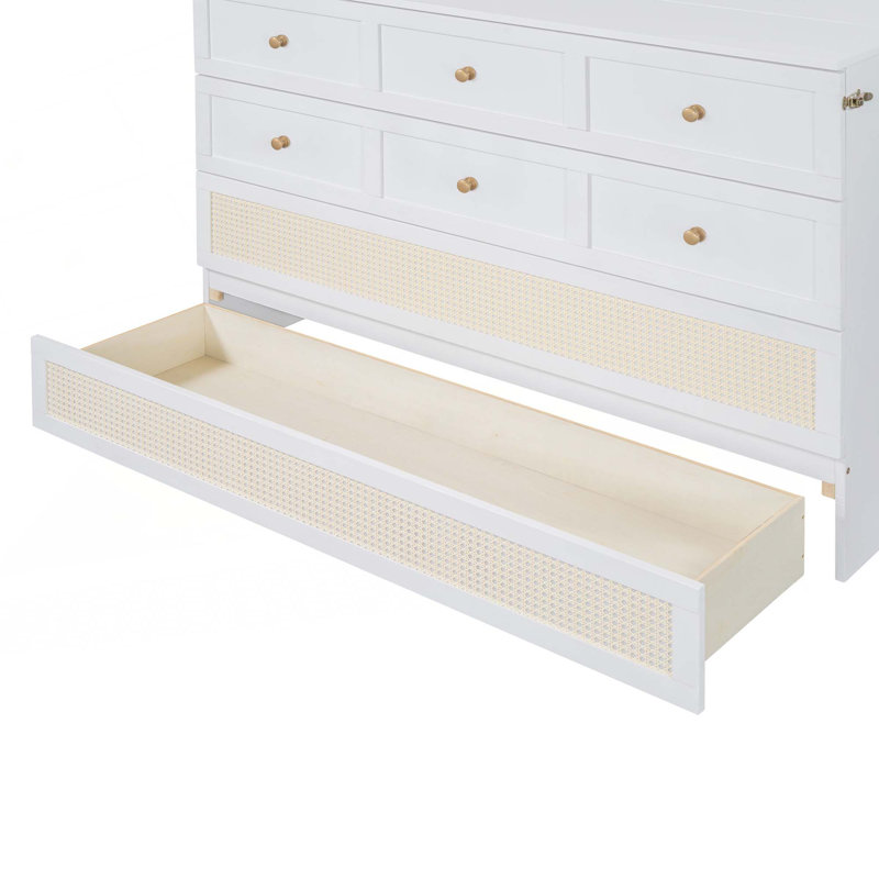 Lit escamotable avec grands tiroirs Murphy, Blanc