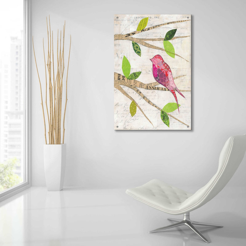 «Birds in Spring IV» par Courtney Prahl, art mural en verre acrylique, H 36 po x l 24 po x P 0,2 po