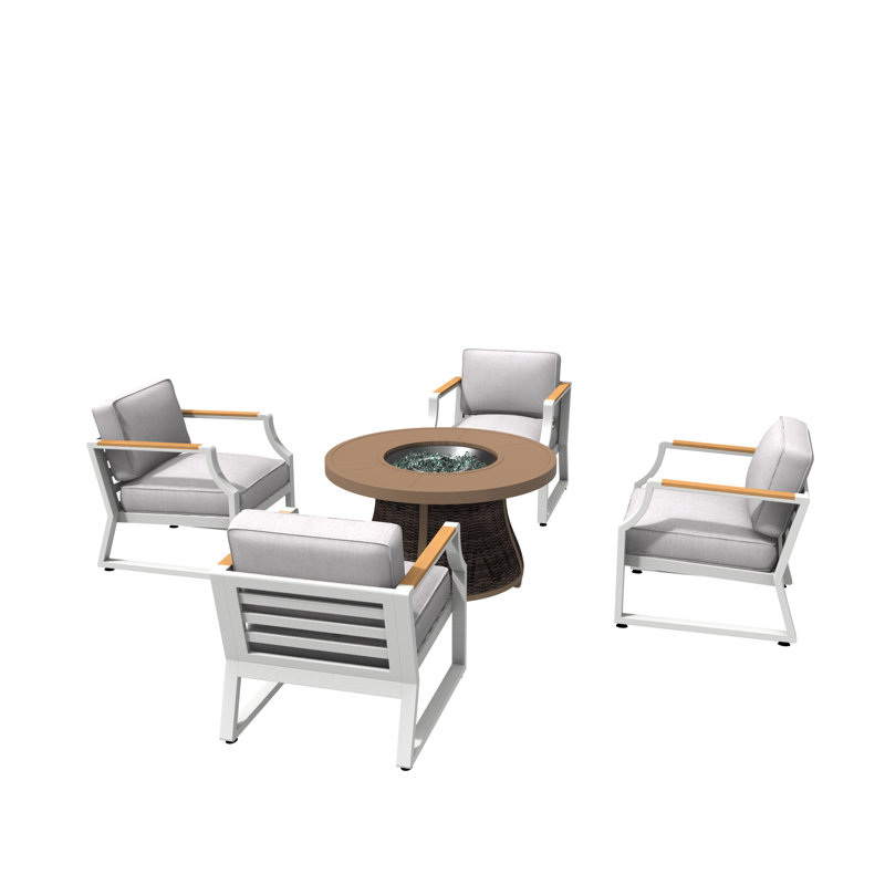 Kaed 4 - Person Patio Conversation Set with Cushions, White