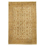 Hand Knotted Wool Oriental Area Rug in Beige And Gold