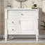Meuble-lavabo autoportant de 36 po avec lavabo en céramique, tiroirs rabattables et tablettes réglables-891171497