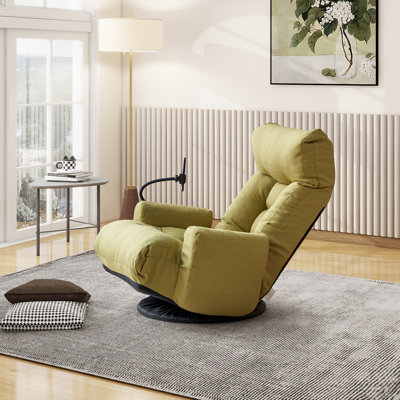 360 degrees Ergonomic Swiveling Floor Lounge Sofa Chair with Phone Holder and Adjustable head and waist by Trule