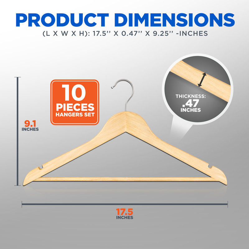 Non-Slip Standard Hanger, 10, Natural