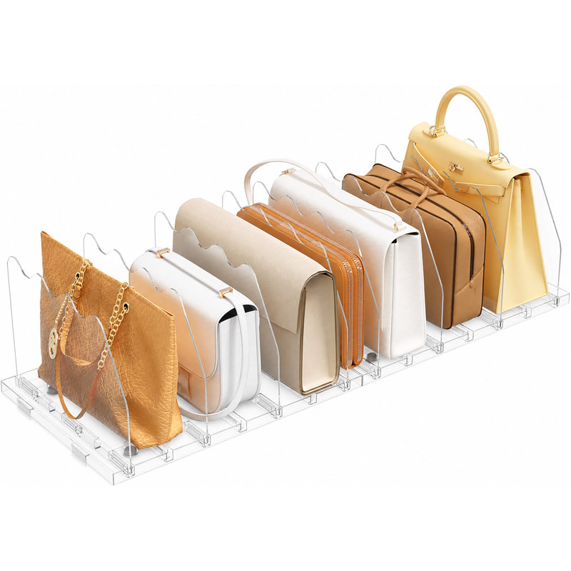 LLMRR Bag & Purse Organizer for Closet, Adjust able Shelf Divider for Closet, Acrylic Handbag Separators Storage Organizer, Bookshelf Separator Divider for Bedroom, Living Room, Office