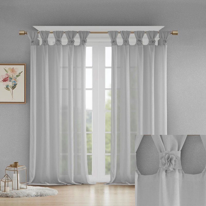 Panneau de rideau de fenêtre uni floral, L 50 po x L 95 po