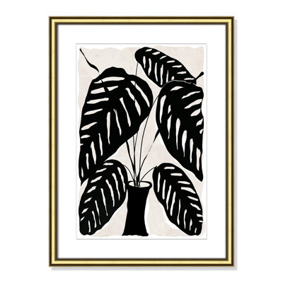 Black and White Potted Plant I Print