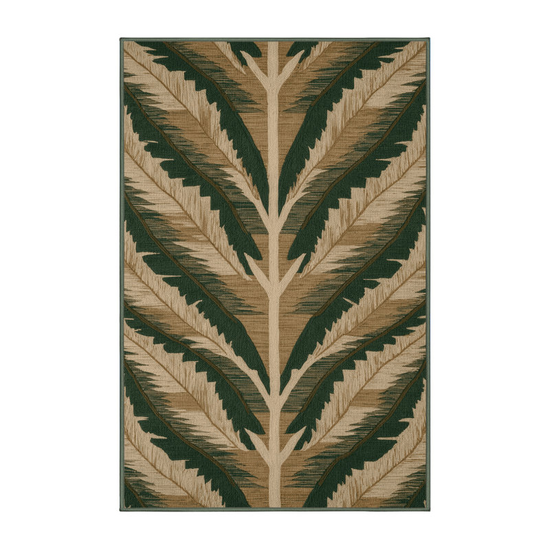  Tapis lavable hawaïen à feuilles Taro, Rectangle 7 pi x 9 pi