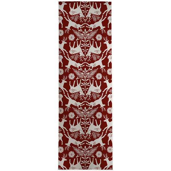 The Twillery Co.® Woodville DEER ME CRANBERRY Area Rug | Wayfair