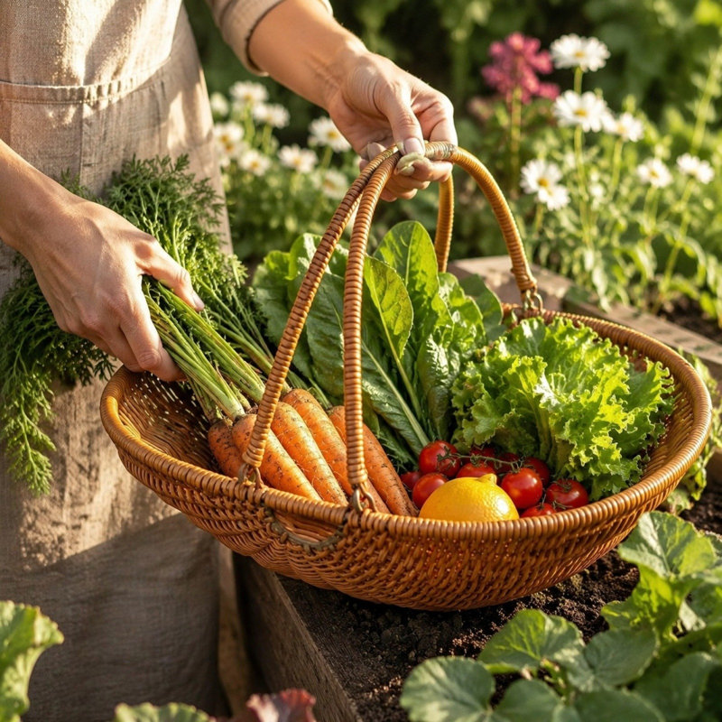 Panier en coton tressé avec poignées, panier de rangement multifonctionnel pour fruits et légumes, bac de rangement portatif pour la cuisine, le garde-manger, la table, les collations et les produits frais, décoration intérieure