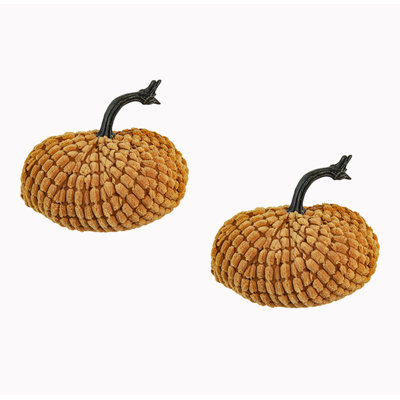 Set of 2, Chenille Weighted Pumpkin, Pumpkin Ornament Decor for Holiday Harvest Festival Fall Festival & Thanksgiving