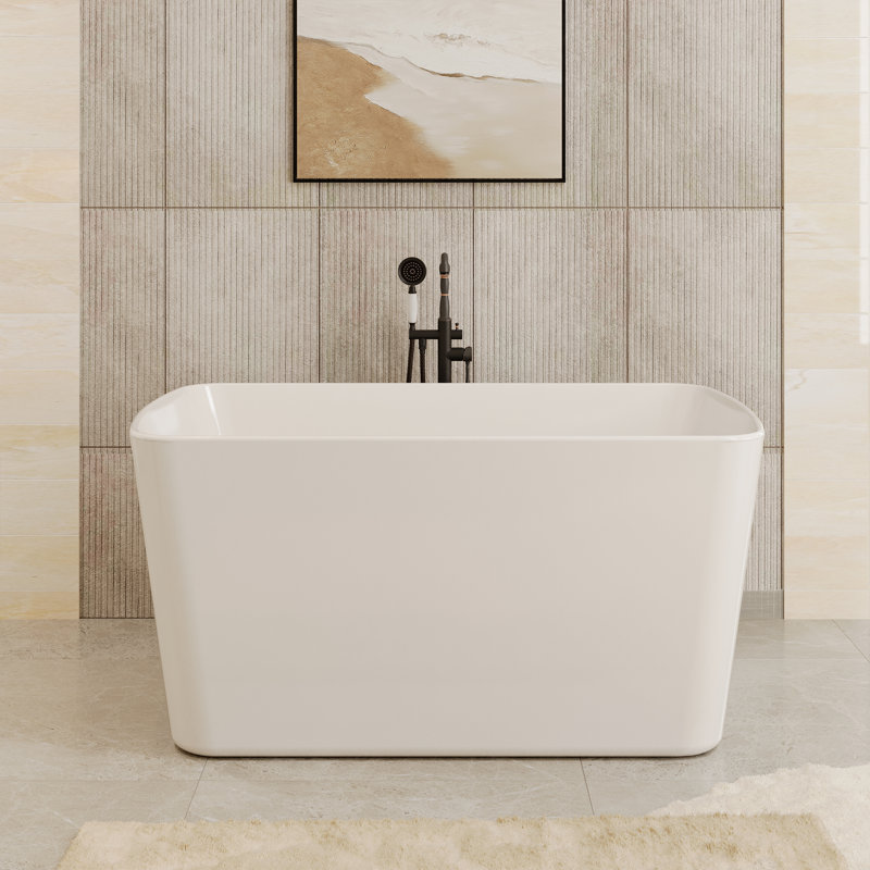 Glendale Casainc 43'' Freestanding Soaking Acrylic Bathtub, White