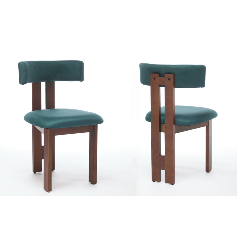 Chaise de salle à manger rembourrée Crutcher, Suède bleu sarcelle