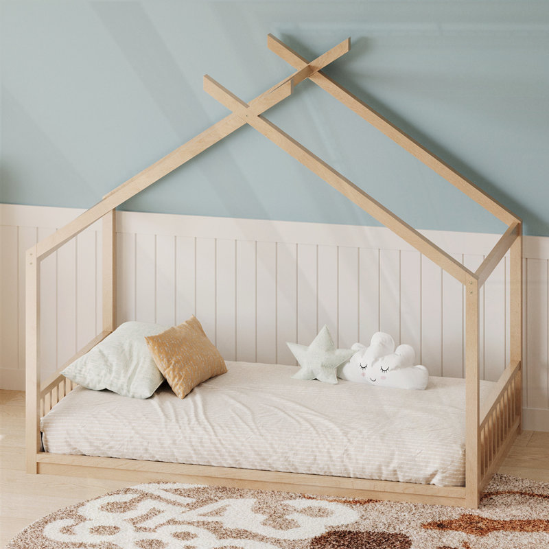 Structure de lit Montessori Style House, Naturel, Simple