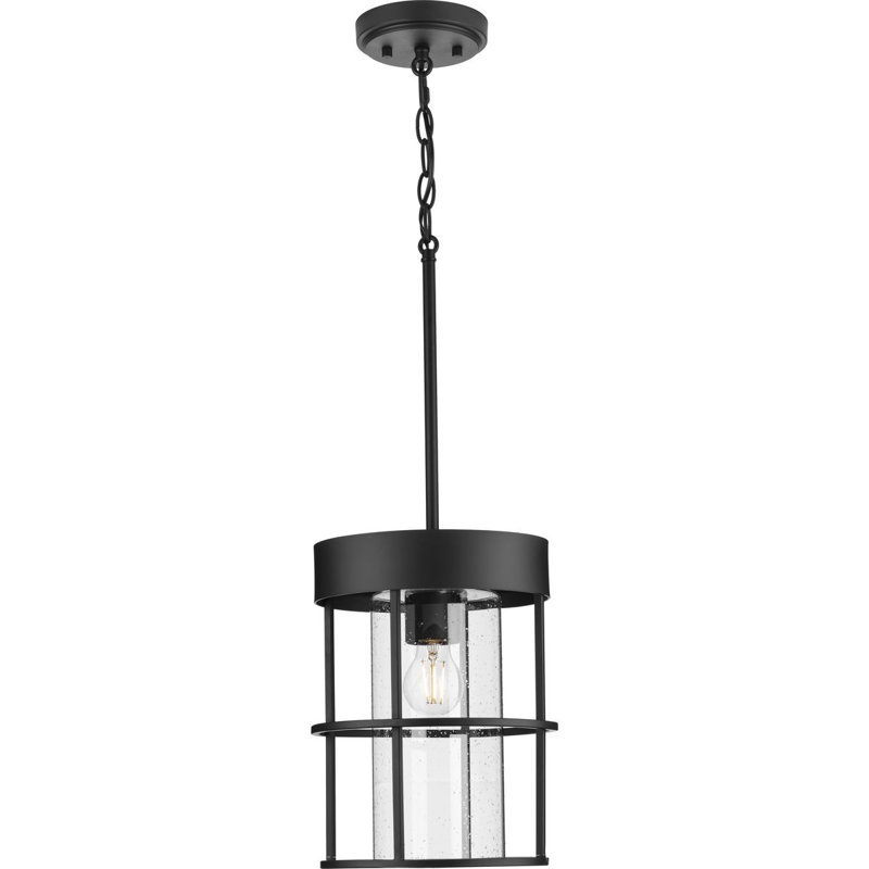 Luminaire suspendu cylindrique à 1 lumière, Noir mat