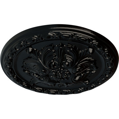 Endurathane Stockport Ceiling Medallion, 11 3/4"OD x 3/8"P, Hand-Painted Black Pearl Finish