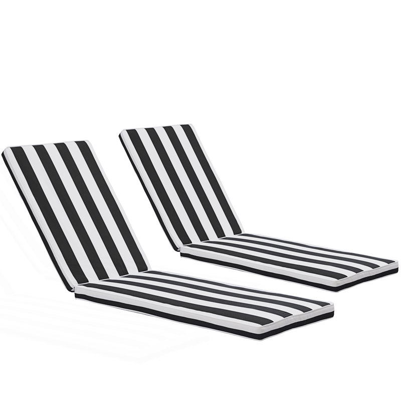 2Pcs  Chaise Lounge Cushion, Outdoor Lounge Chair Cushion, Replacement Patio Funiture Seat Cushion, Black Striped