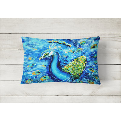 Peacock Outdoor Reversible Throw Pillow