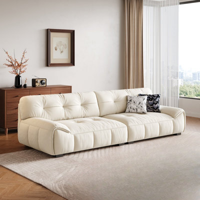 Cream Marshmallow Wide Seat Living Straight Sofa
