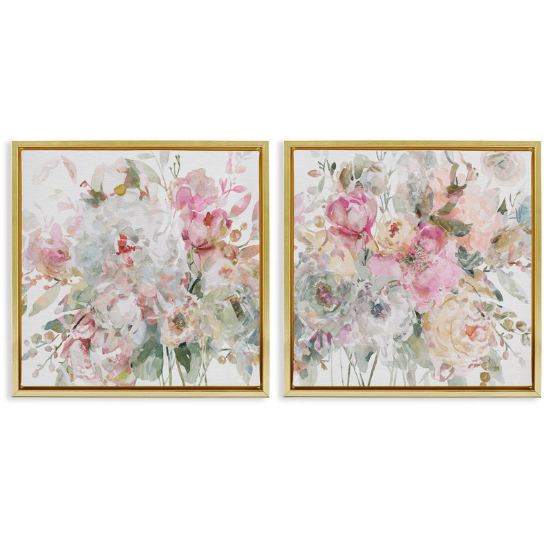 Cadre flottant 2 pièces Romantic Blush Botanicals, design par Carol Robinson, H 18 po x l 18 po