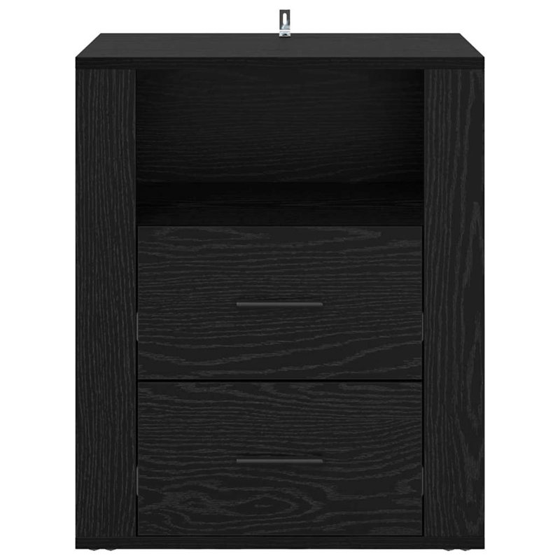 35cm W Manufactured Wood Bedside Table, Black Oak