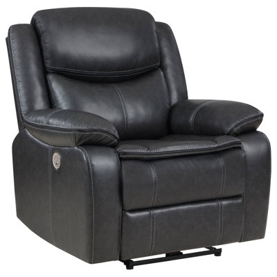 Salerno Dark Grey Upholstered Power Recliner Chair