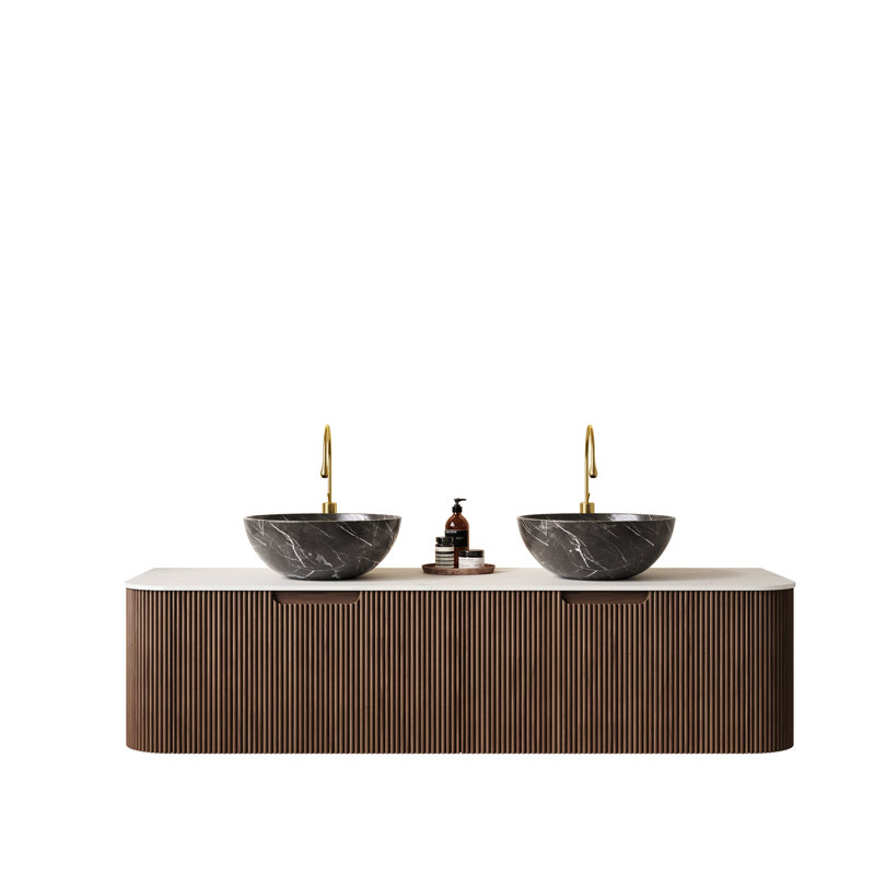 Élégant meuble-lavabo flottant mural pour salle de bain moderne avec lavabos en céramique durables