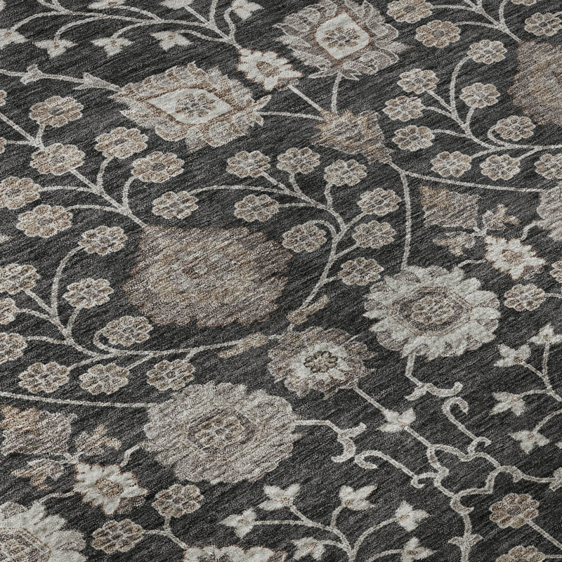 Premium Machine Washable Gurubaksh AMF1155 Floral Rug, Rectangle 5 pi x 7 pi 6 po