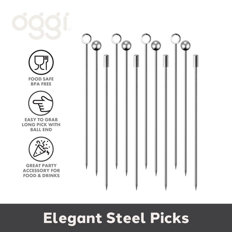 Oggi Barware 12 Piece Metal Cocktail Picks
